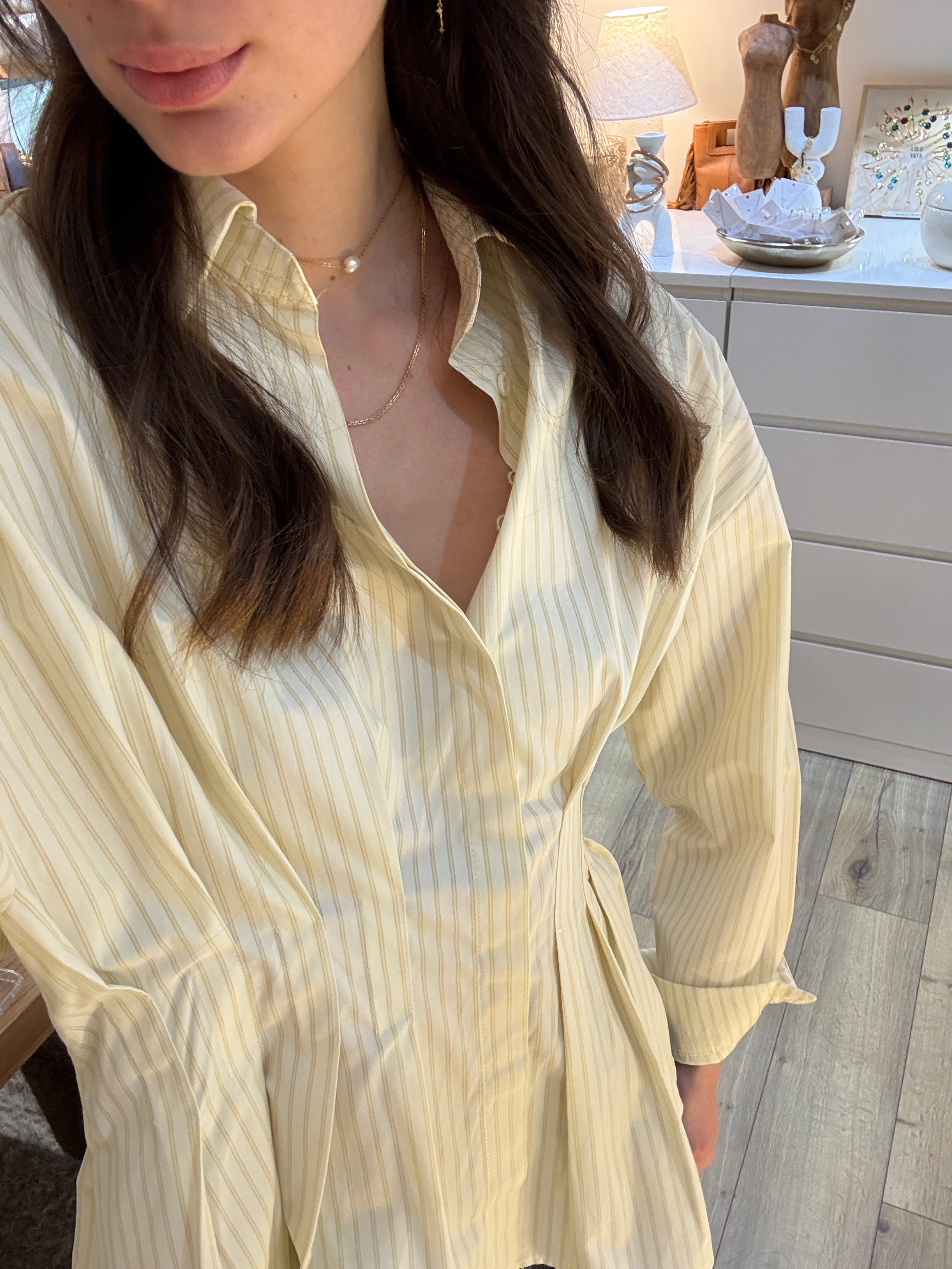 CHEMISE A RAYURES JAUNE H4566J