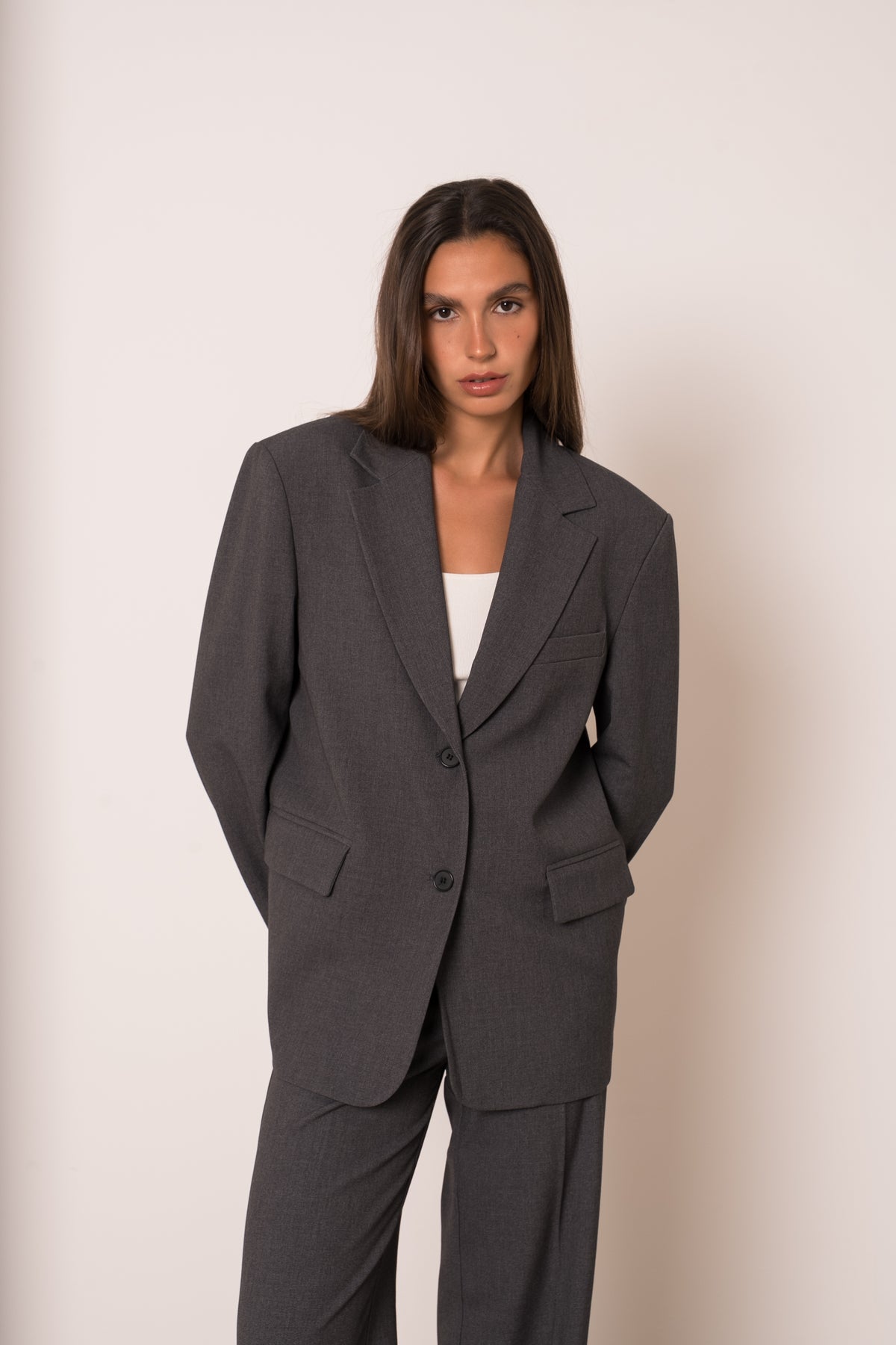 VESTE GRIS OVERSIZE V26183