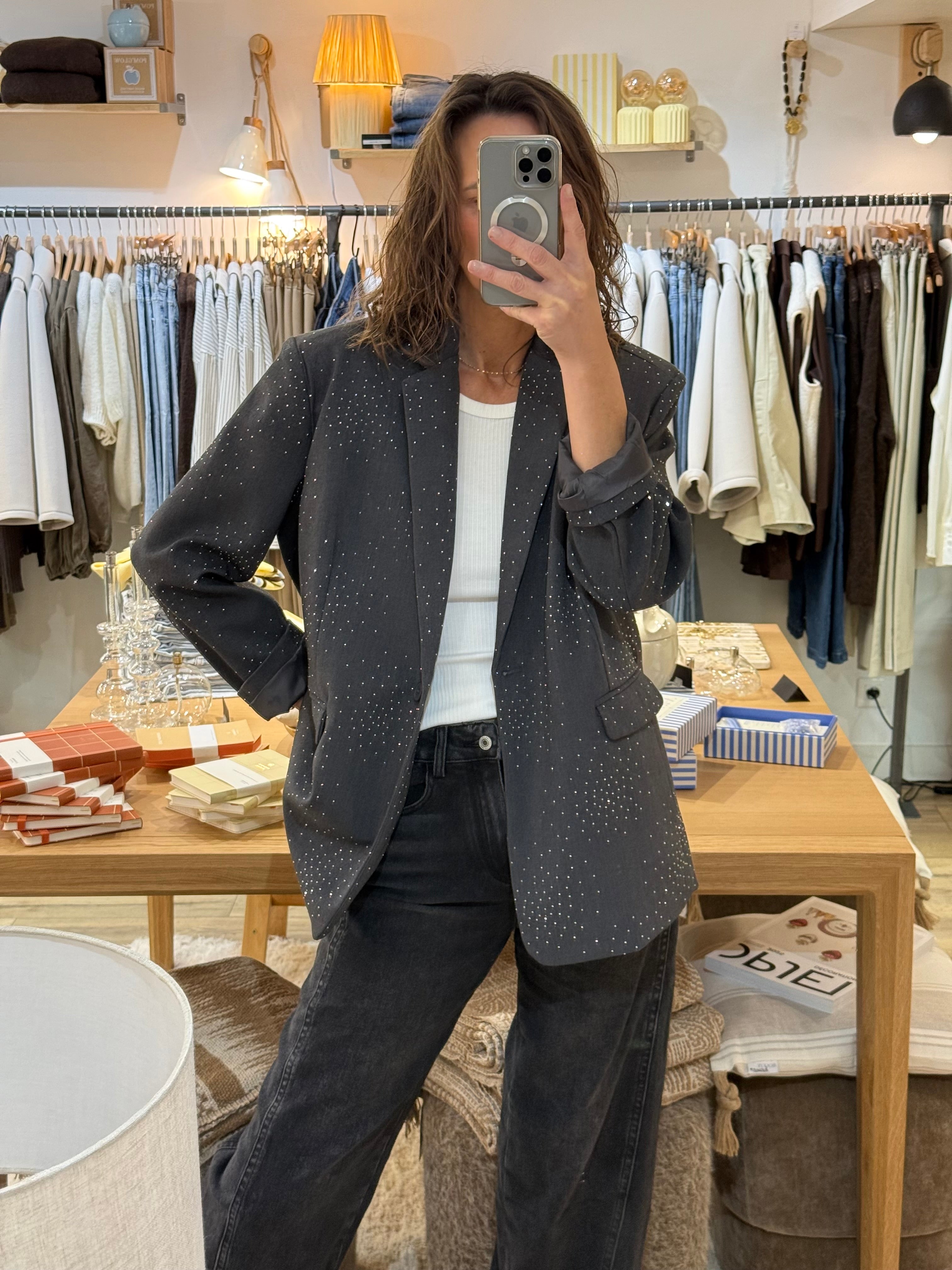 VESTE STRASS GRIS H4528