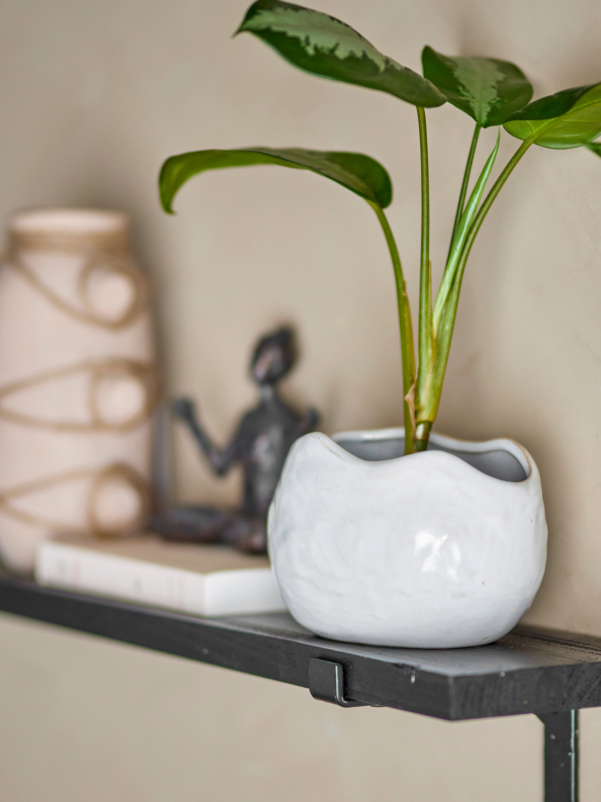 PENNIE POT DE FLEURS, BLANC, GRES