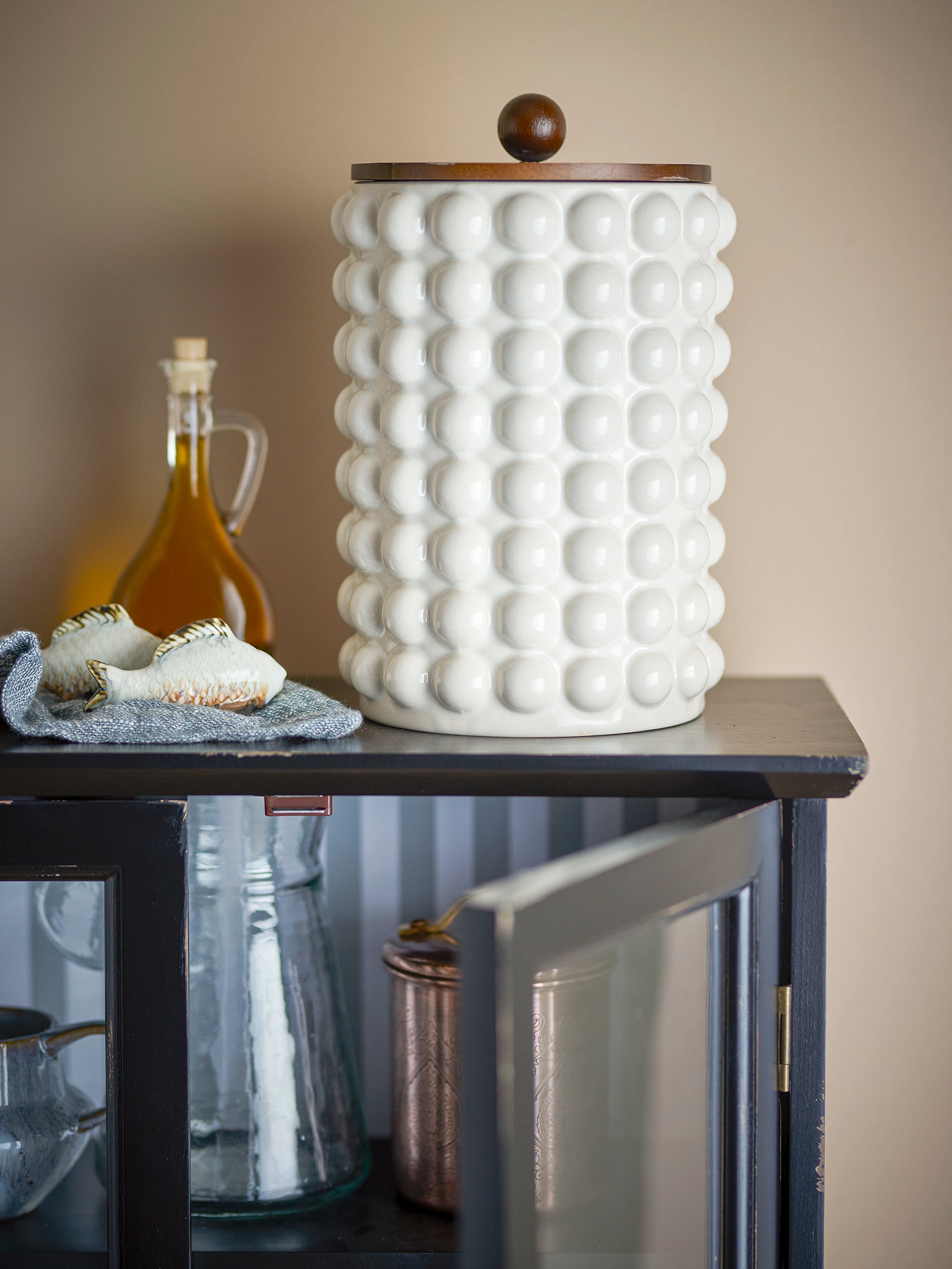 MADGE CRUCHE AVEC COUVERCLE, BLANC GRES