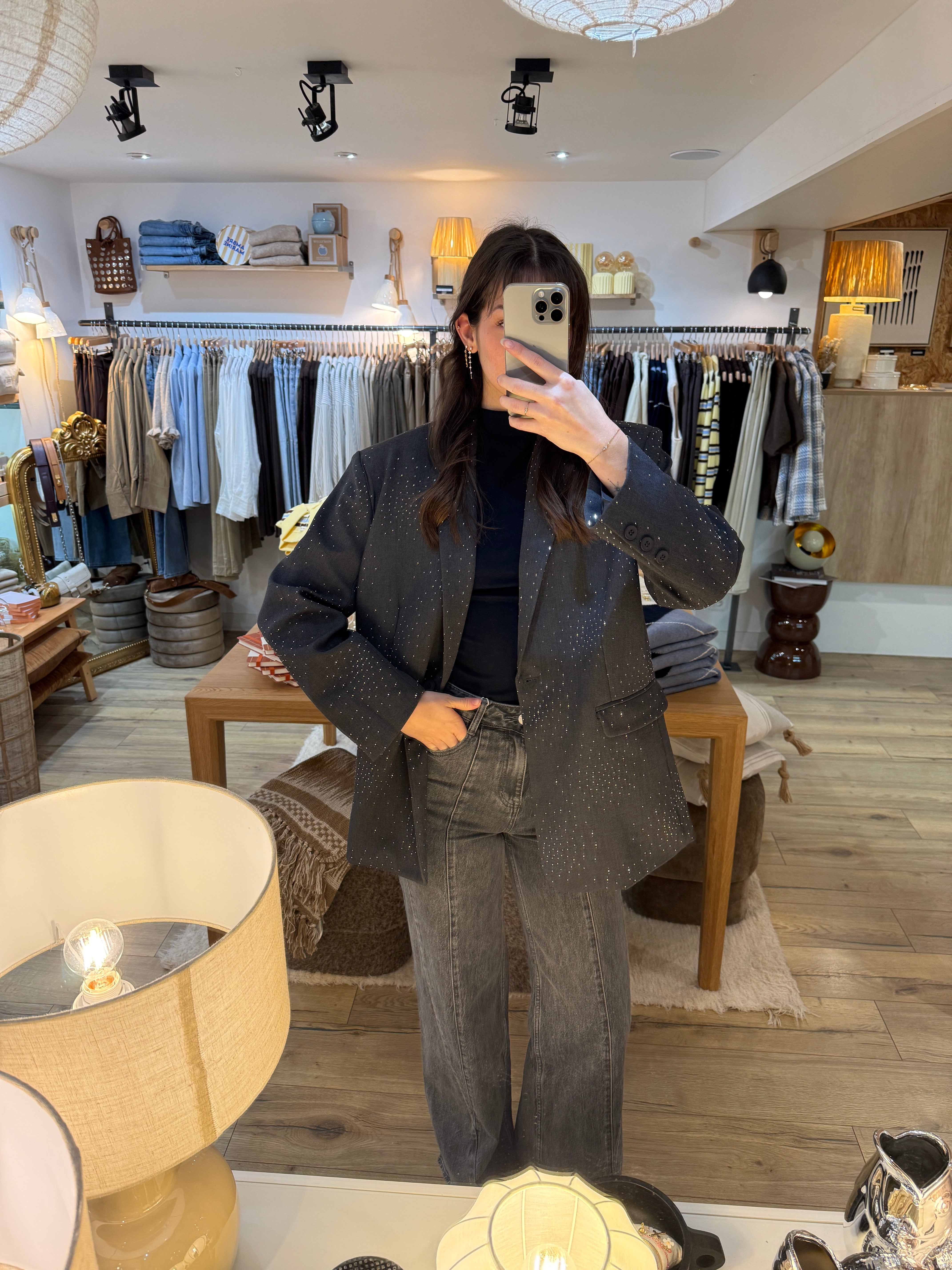 VESTE STRASS GRIS H4528