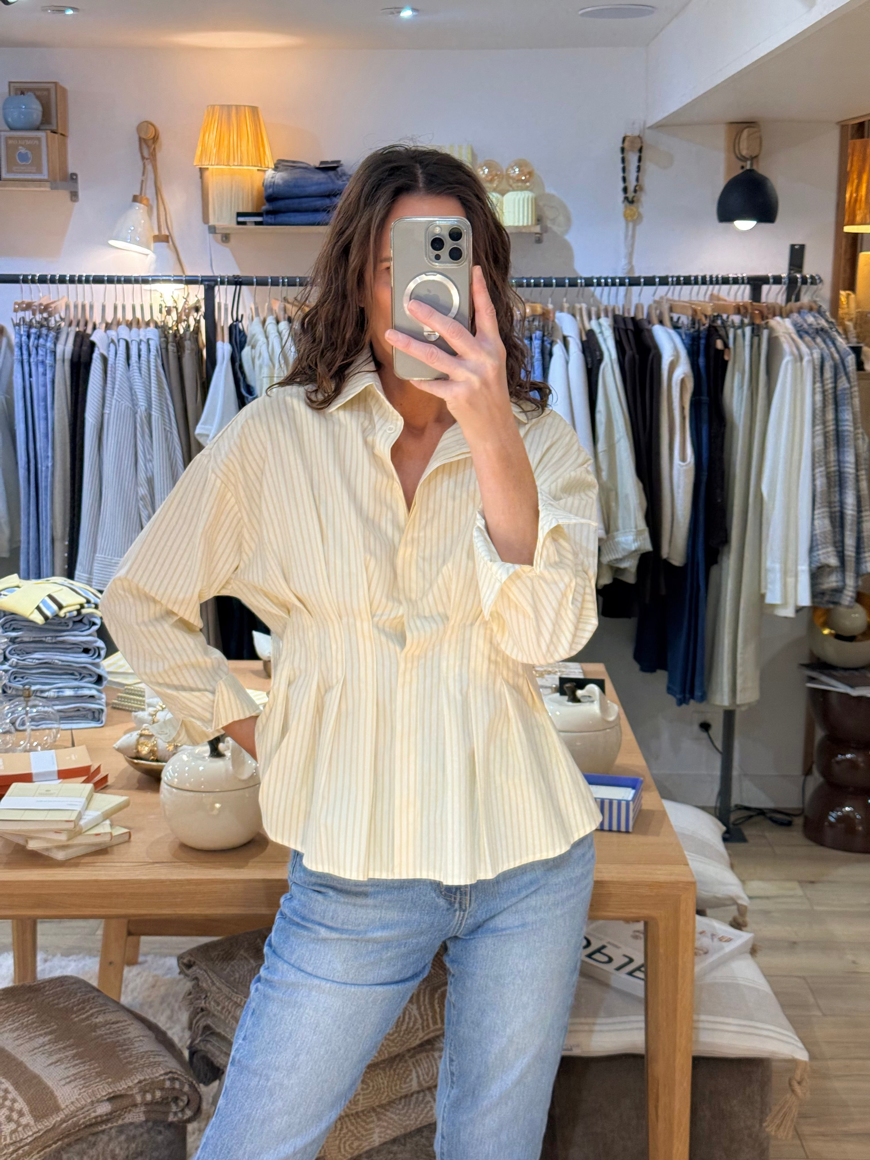 CHEMISE A RAYURES JAUNE H4566J