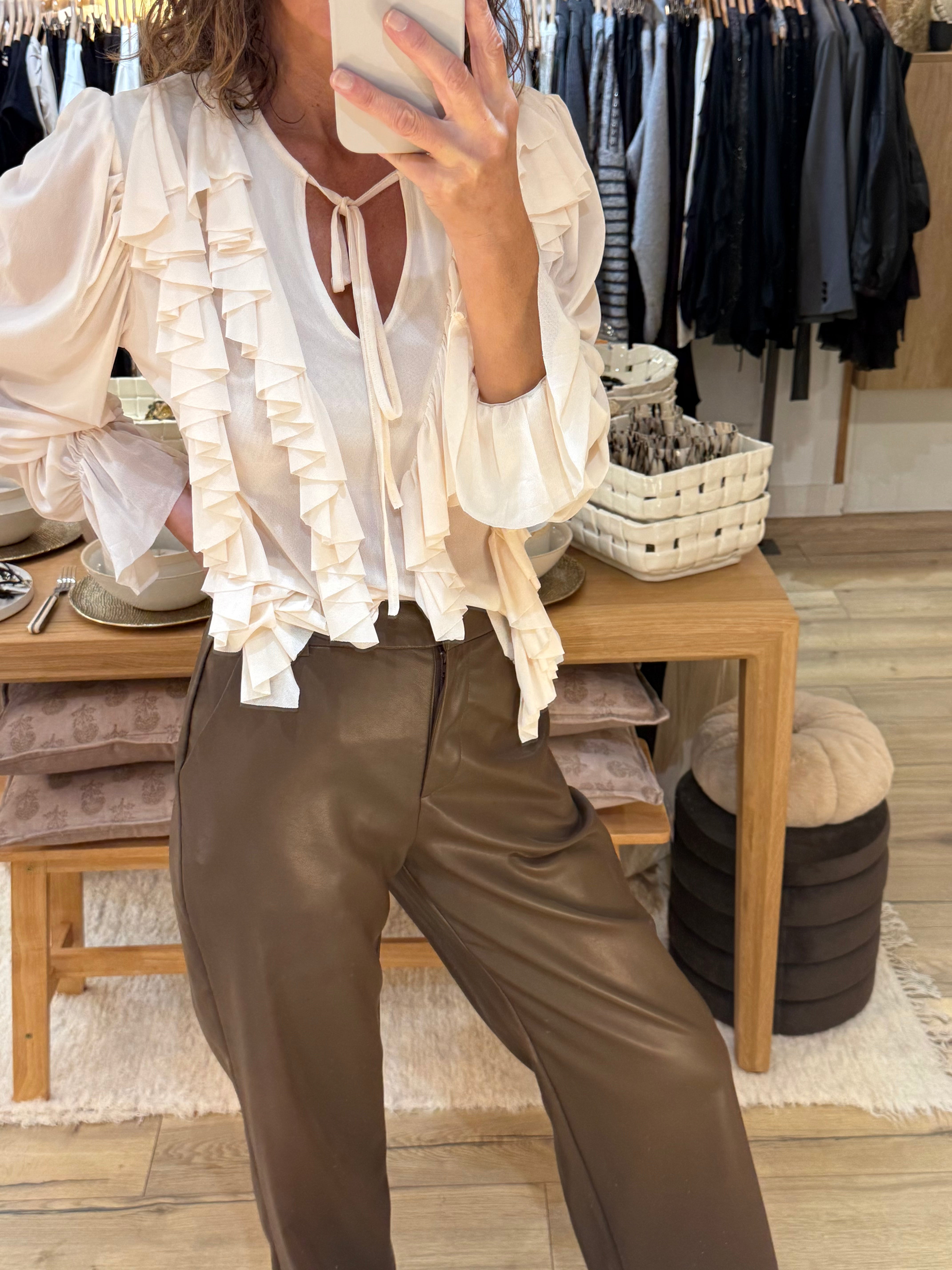 Pantalon simili marron 3856M