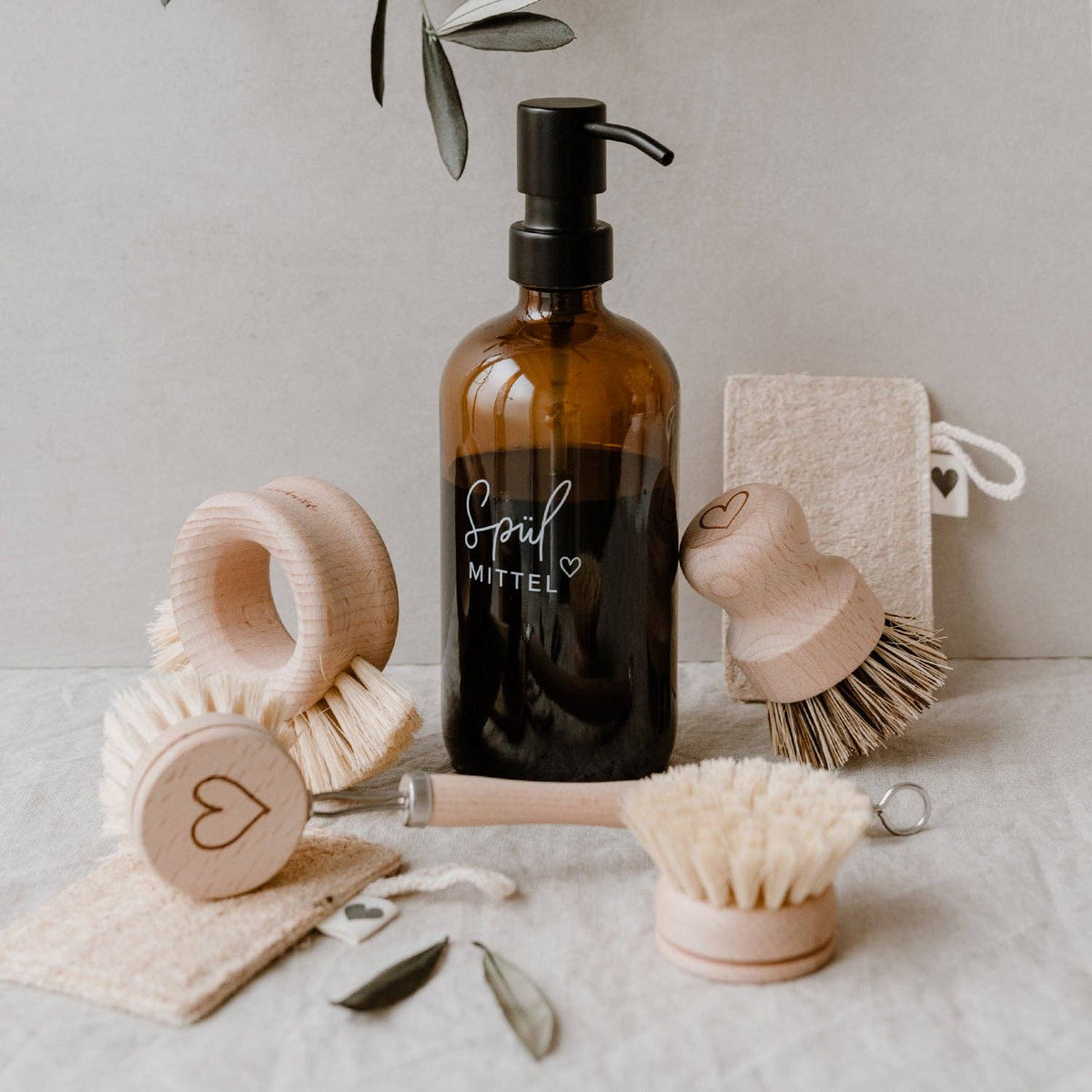 SET DE 6 BROSSES VAISSELLES BOIS