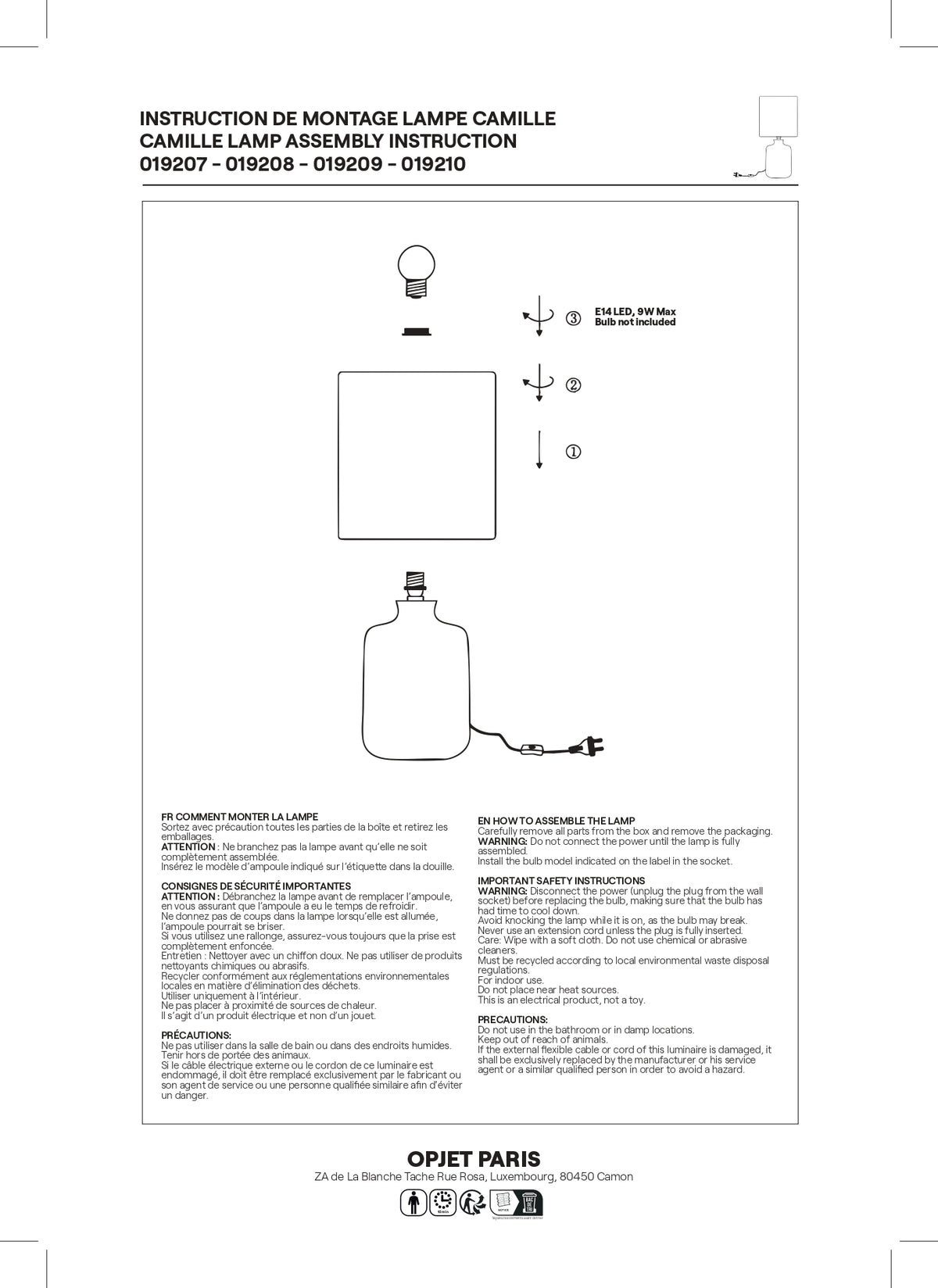 LAMPE CAMILLE 019208 SABLE