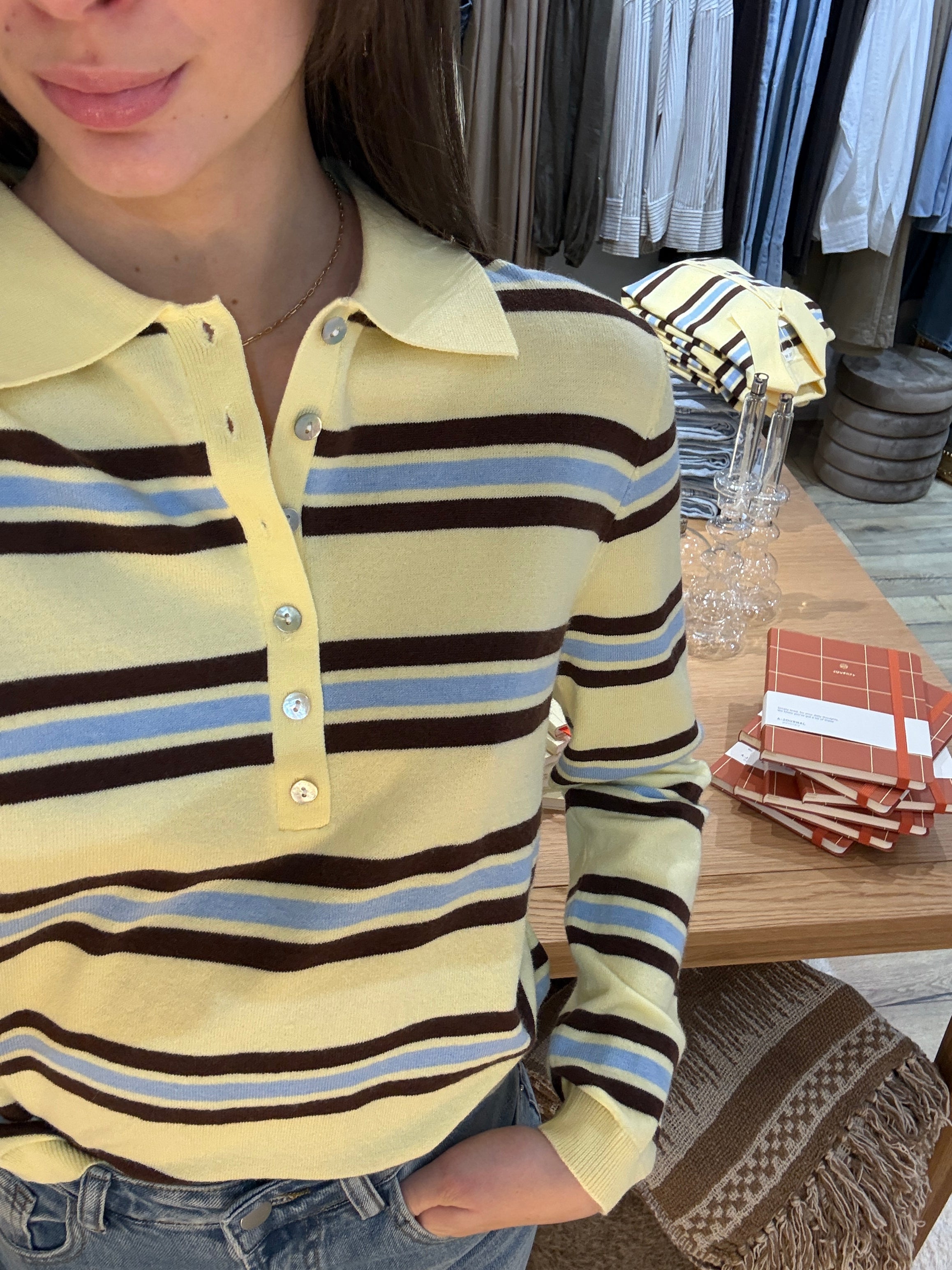 PULL A RAYURES JAUNE SK28780