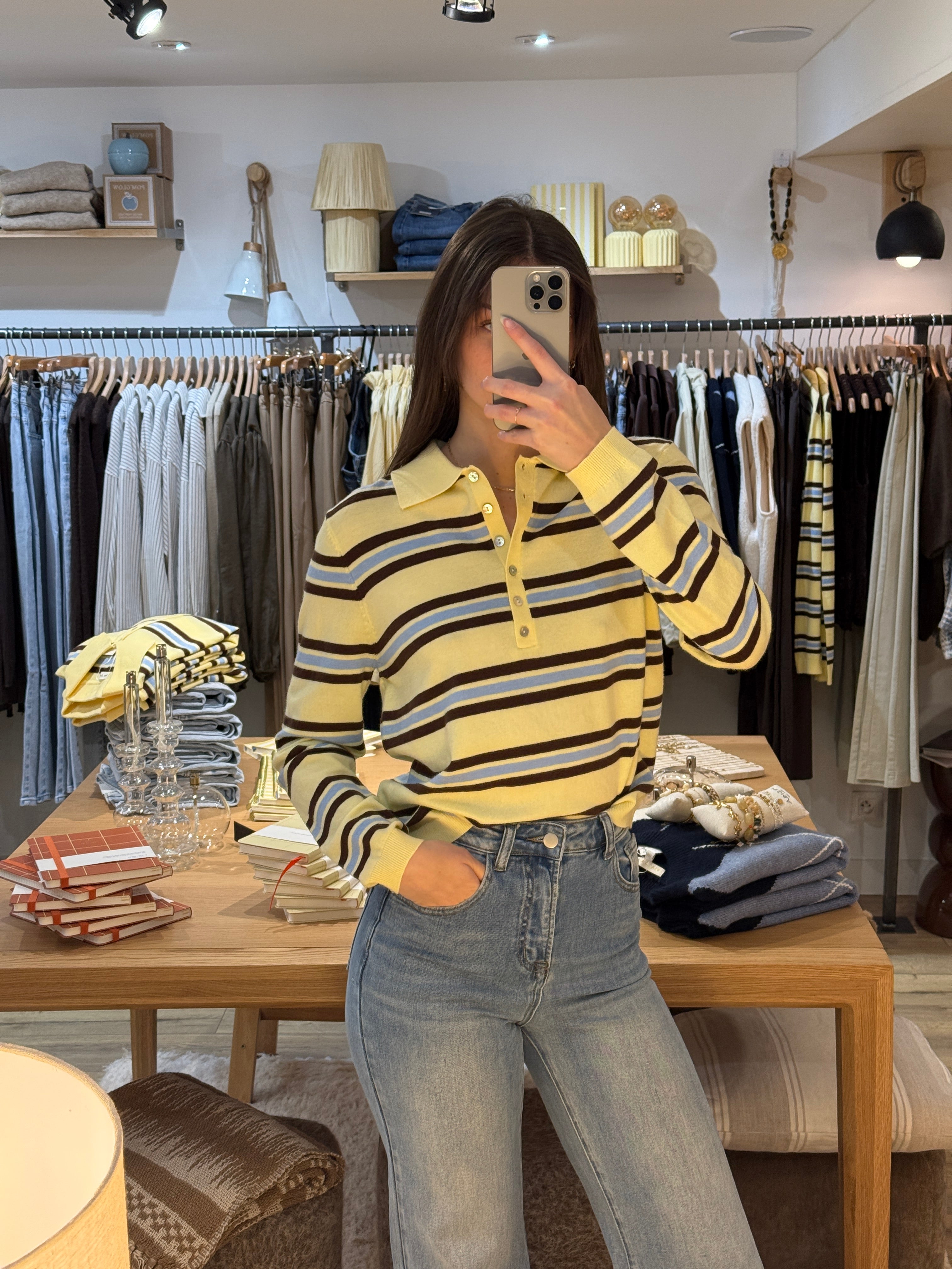 PULL A RAYURES JAUNE SK28780