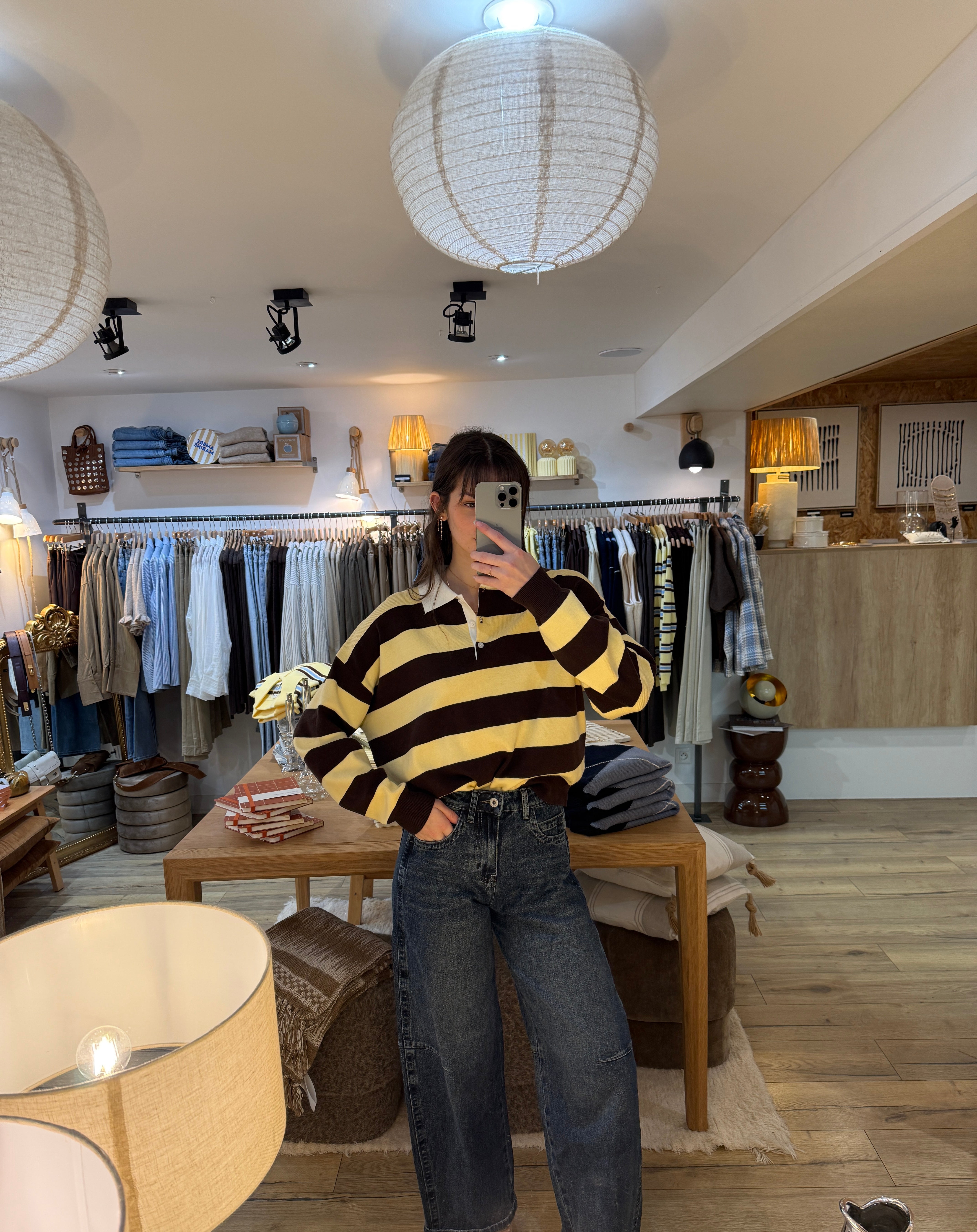 PULL A RAYURES JAUNE/CHOCO U-0025