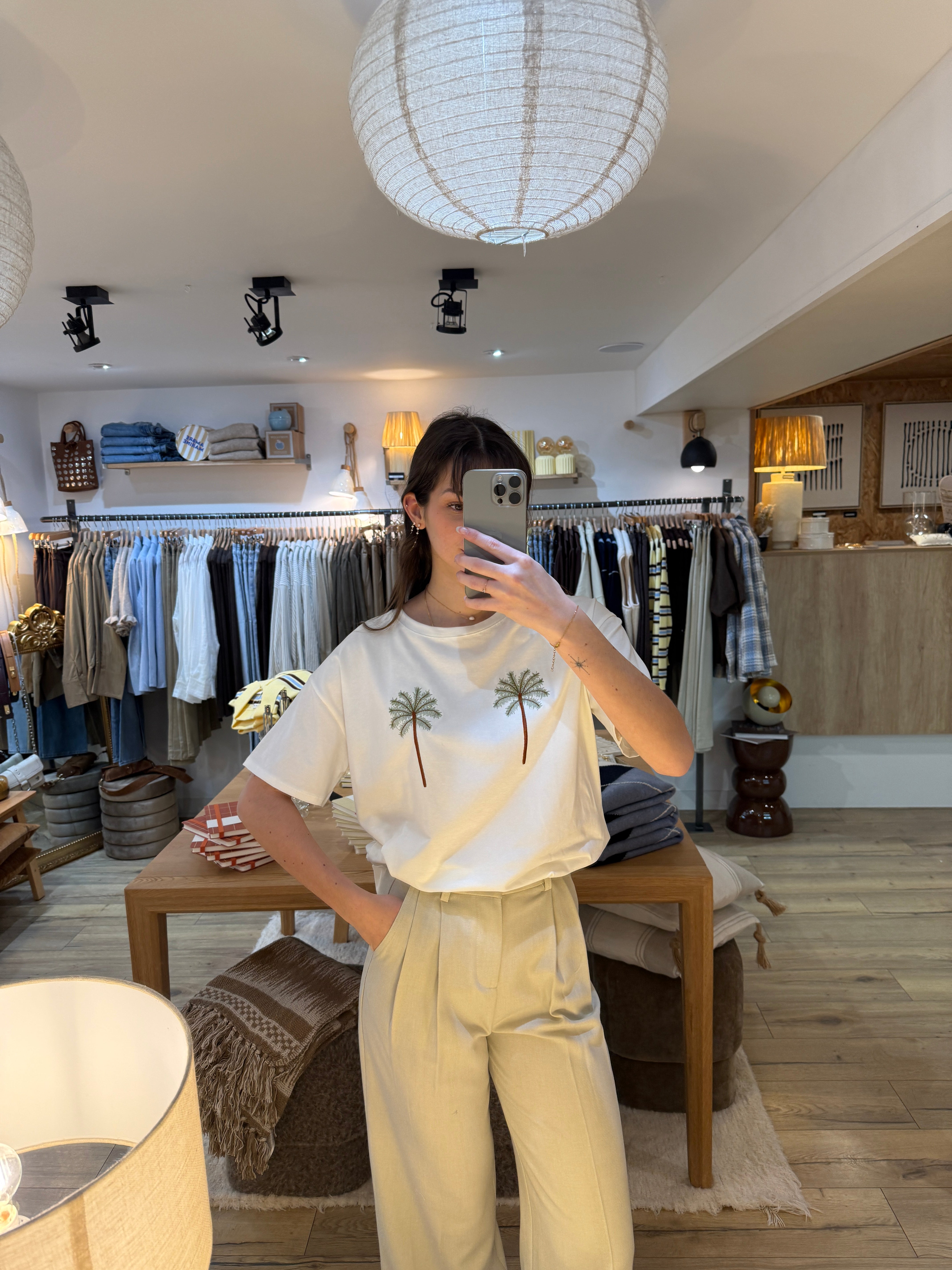 T-SHIRT BLANC PALMIERS 3677-24