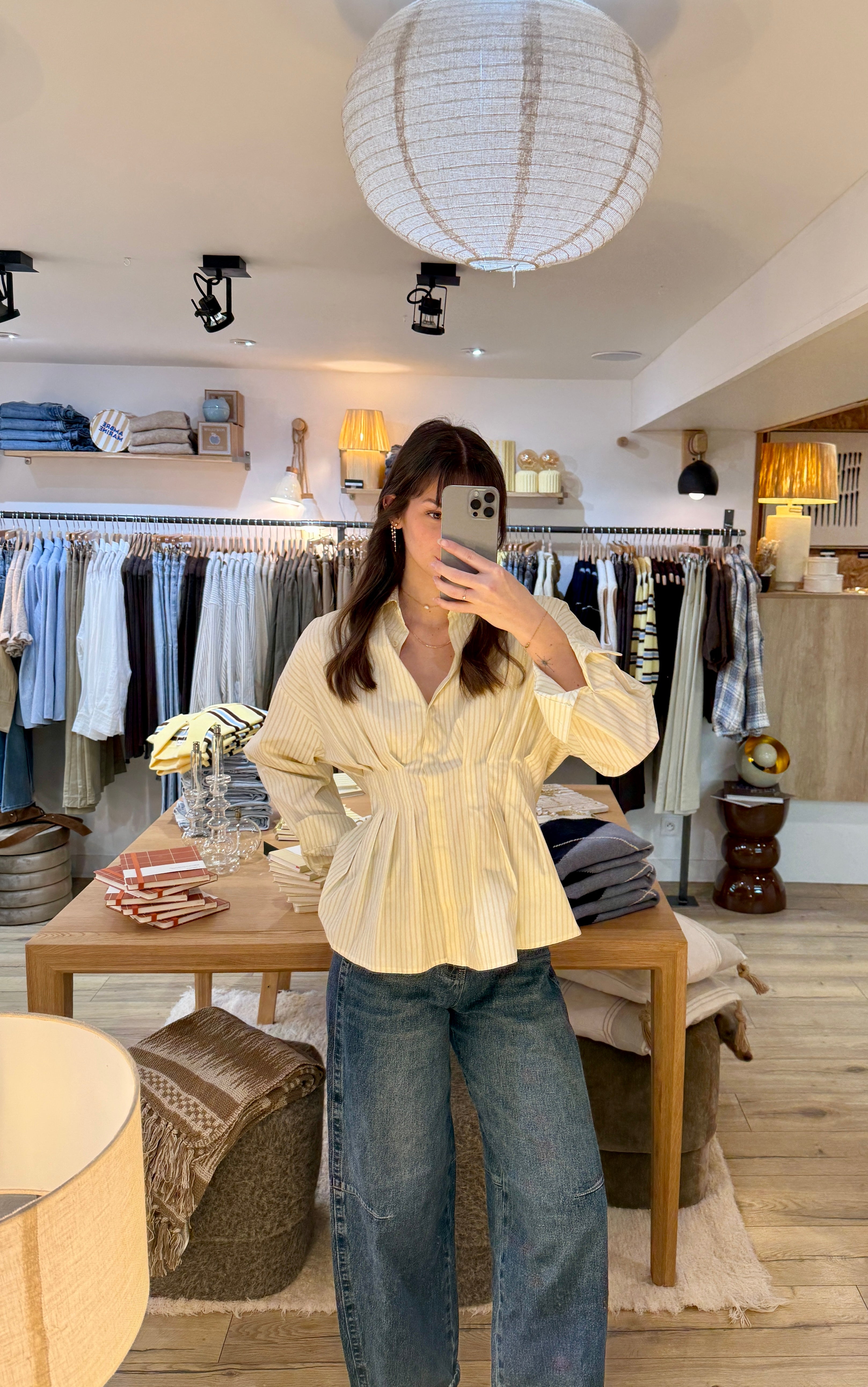 CHEMISE A RAYURES JAUNE H4566J