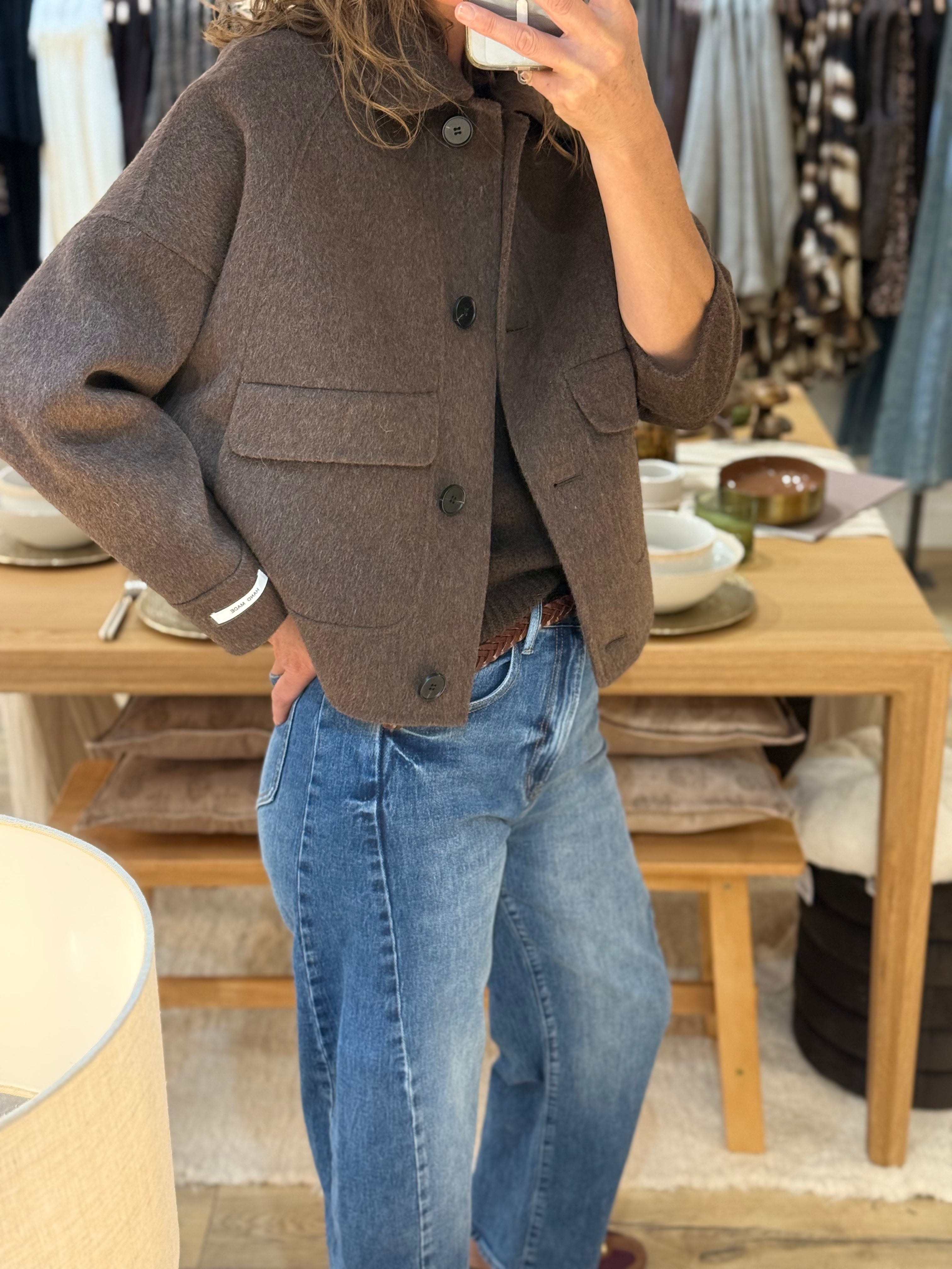 MANTEAU SY725 DARK BROWN