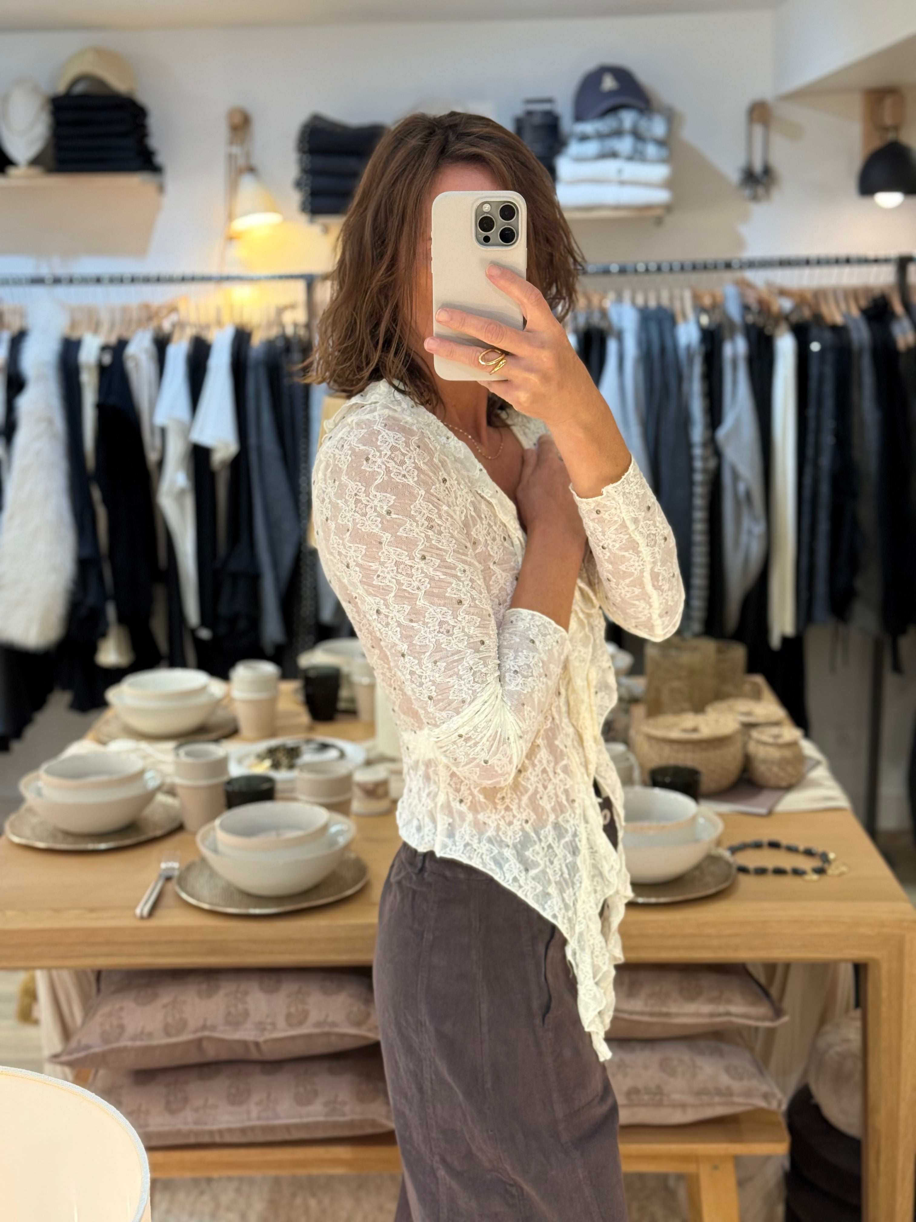 TOP DENTELLE ECRU LOY U70509